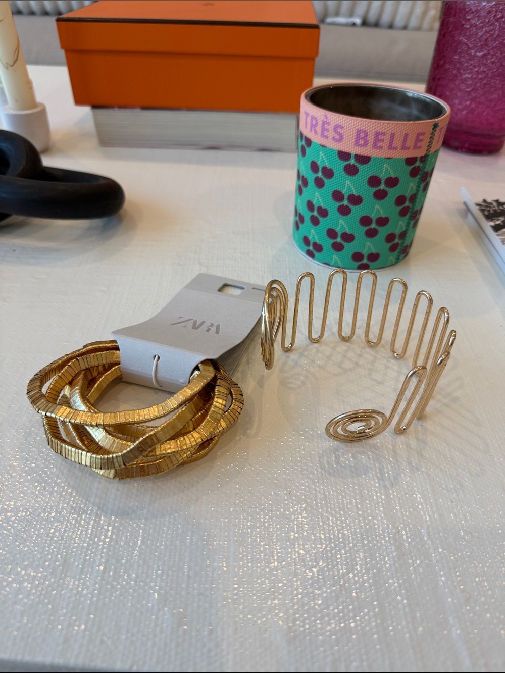 Gold Tone Coil & Bangle Bracelet Set -